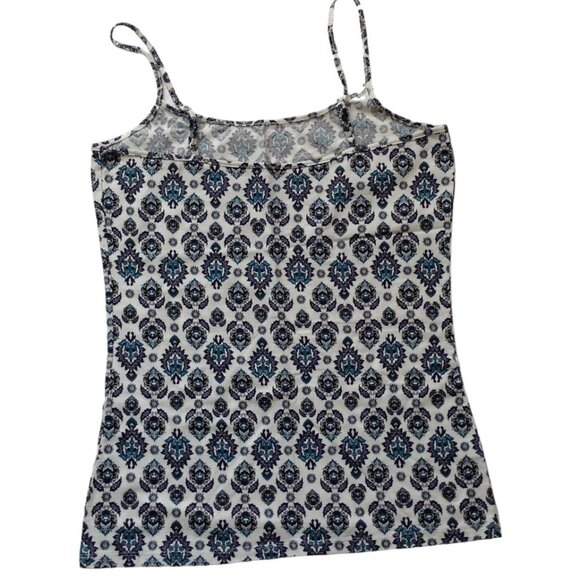 Ann Taylor Factory Women's Girls Size M Tank Top Adjustable Straps Blue White - Picture 3 of 6